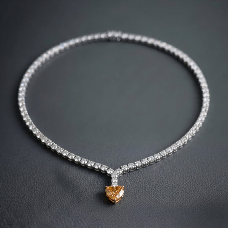 Ember Heart – Natural Orange Diamond Necklace.