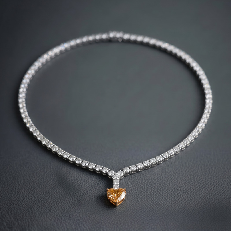 Ember Heart – Natural Orange Diamond Necklace.