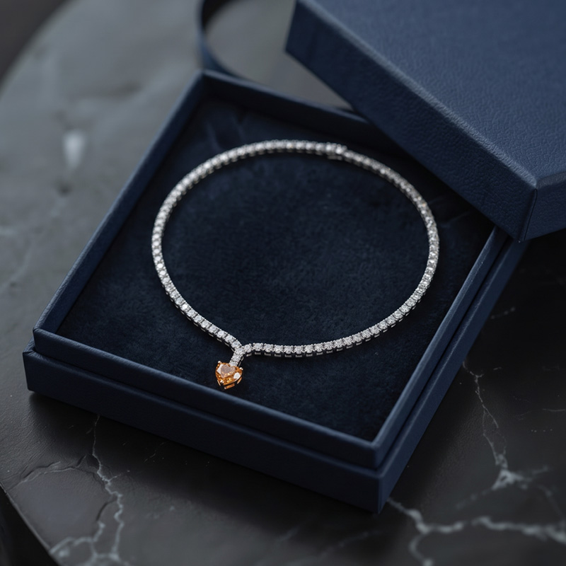 Ember Heart – Natural Orange Diamond Necklace. - Image 3